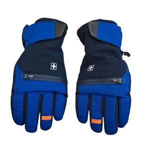 SWISS TECH Boys Snow Ski Winter Glove Size S/M Blue Black Waterproof Zip Pocket